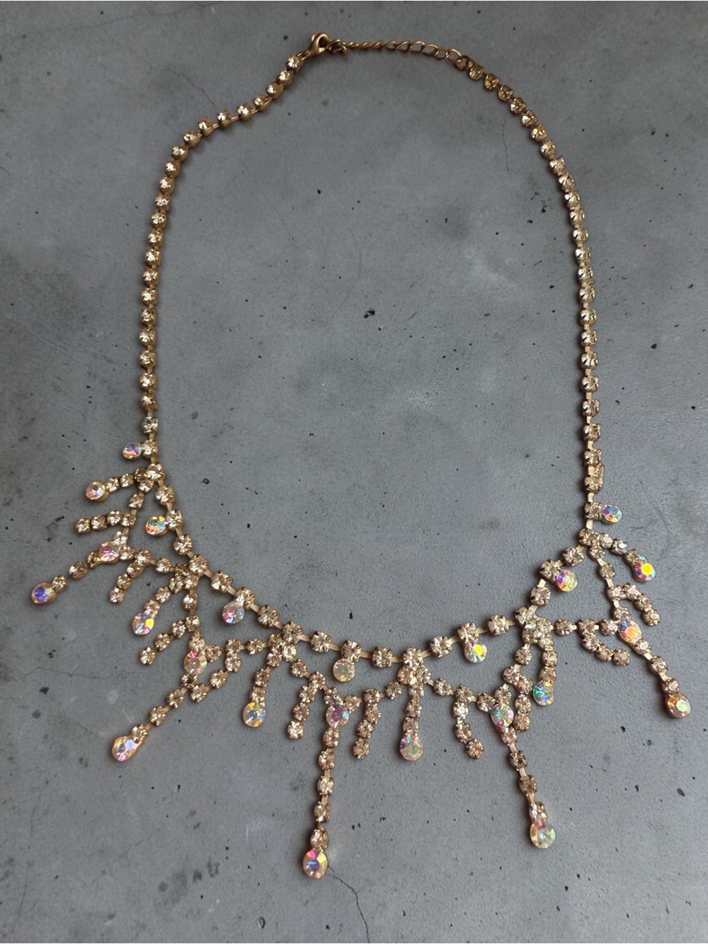Gold-Tone Aurora Crystal Fringe Necklace - Unbranded